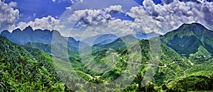 Green rice fields in the mountains of vietnam photo