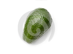 Green ripe avocado isolated on white background