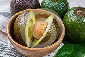 Green ripe avocado from organic avocado plantation - healthy foo