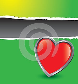 Green ripped banner with heart icon