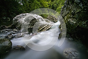 The green river Soca in the middle of the triglav national park