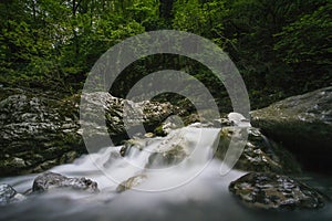 The green river Soca in the middle of the triglav national park