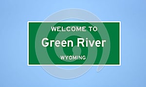 Green River, Wyoming city limit sign. Town sign from the USA.