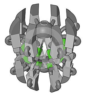 Green robot spider, illustration, vector