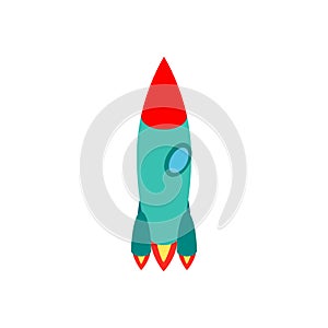 Green rocket icon, isometric 3d style