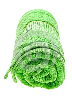 Green rolled towel