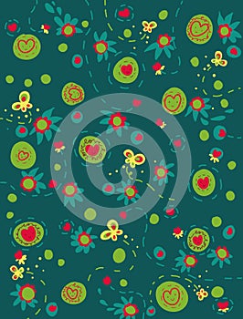 Green romantic garden pattern