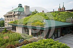 Green roof on building top photo