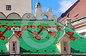 Green roof of old town hall in Bratislava, Slovakia