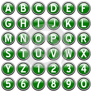 Green Round Alphabet Buttons