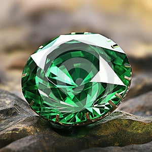 Green Round Cut Emeralds. The Emeralds Gemstone Jewelry Cut Isolated.