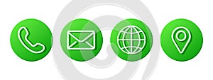 green rounded contact information vector icons for business card