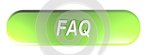 Green rounded rectangle push button FAQ - 3D rendering