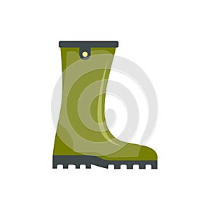 Green rubber boot icon, flat style