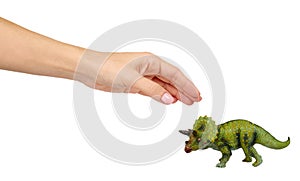 Green rubber dinosaur toy, prehistoric wild animal