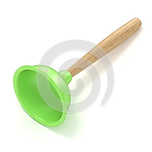 Green rubber toilet plunger. 3D render