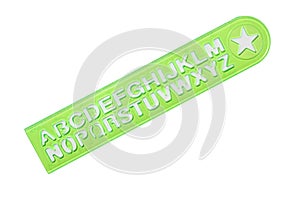 Green ruler with alphabet
