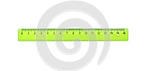 The green ruler is plastic for measuring centimeters