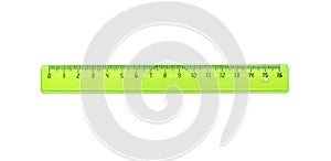 The green ruler is plastic for measuring centimeters photo
