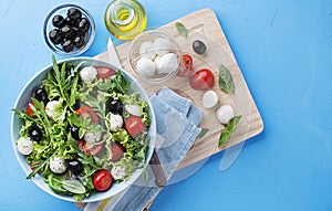 Green Salad with mozzarella olives and tomato