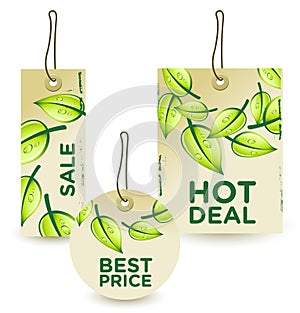 Green sale tags set