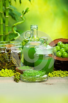 Green salt and oils - aromatherapy