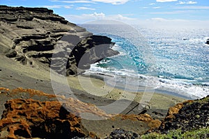 Green sand olivine beach, Big Island of Hawaii