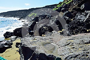 Green sand olivine beach, Big Island of Hawaii