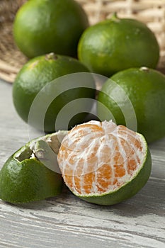 Green satsuma fruit