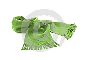 Green scarf on white background photo