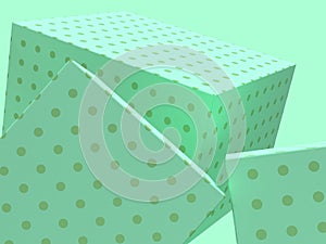 Green scene close up geometric shape levitation group 3d rendering abstract background