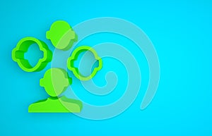 Green Schizophrenia icon isolated on blue background. Minimalism concept. 3D render illustration