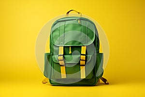 Green school bag. Back to school. AI generated