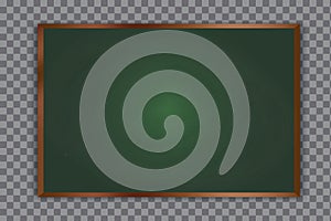 Green school board. The chalkboard is empty, dirty with chalk. Vector image.