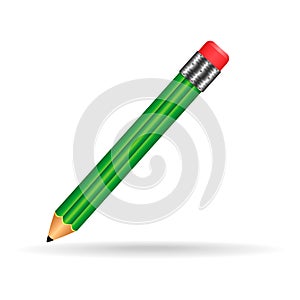 Green school pencil, pen, pencil on the blackground