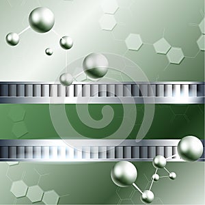 Green science background with transparencies