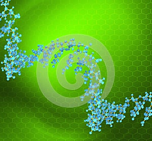 Green scientific background with DNA molecule