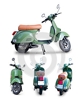 Green Scooter set isolated on white