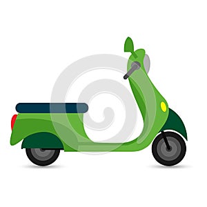 Green scooter vector on white background