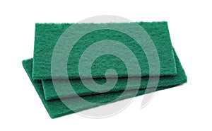 Green scouring cleaning sponge pads isolated on a white background