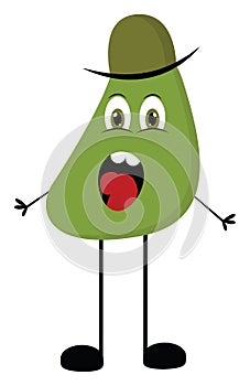 Green screaming monster, vector or color illustration