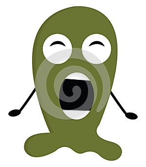 Green screaming monster vector illustration