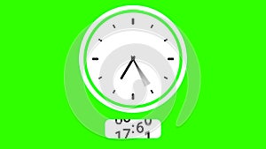 green screen animation digital clock and analog circle clock 11:30