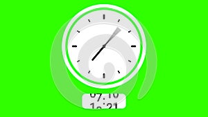 green screen animation digital clock and analog circle clock 12