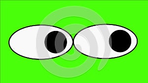 Green screen cartoon animation of glancing eyes.