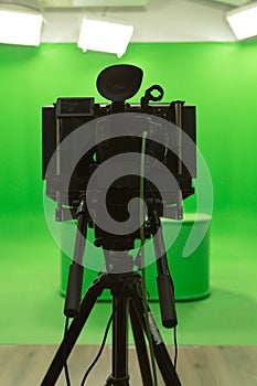 Green screen chroma key background modern tv studio setup