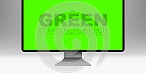 Green screen chromakey computer monitor, vector device mockup illustration