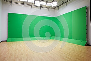 Green Screen In Empty TV Studio