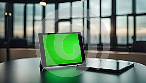Green Screen Tablet on a Table