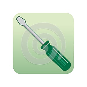 Green Screwdriver Illustration: Hand Tool for Repair, Construction, and DIY Projects